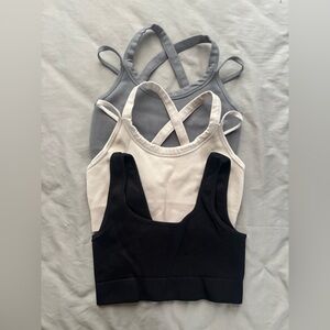 3-Pack Ribbed Tank Tops - Black, Cream, Gray